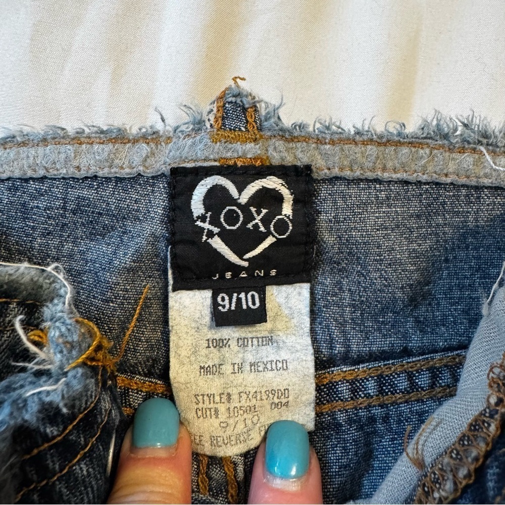 XOXO Boho Upcycled Denim Jean Patchwork Skirt with Vintage 80’s Material Sz 9/10 - Picture 2 of 14